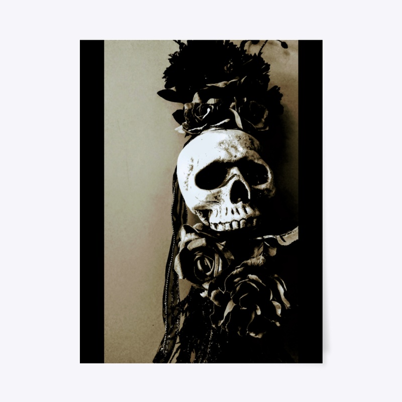 Dark Skull and Flowers
