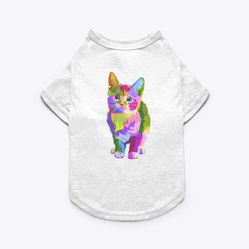 Multicolored cat printed tshirt 