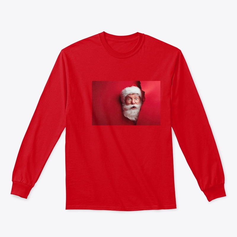 Surprised Santa Peeking Through Red