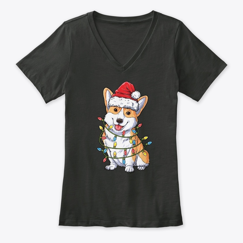 Corgi Santa Hat Xmas Lights Christmas