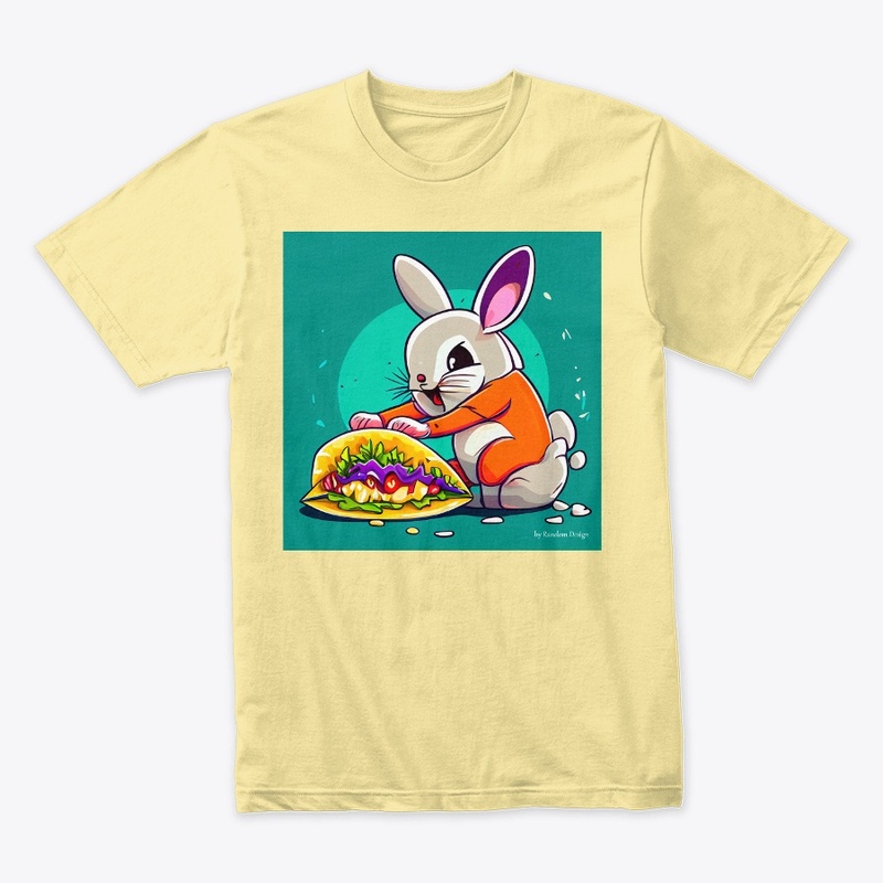 Bunny eating a taco under a rainbow