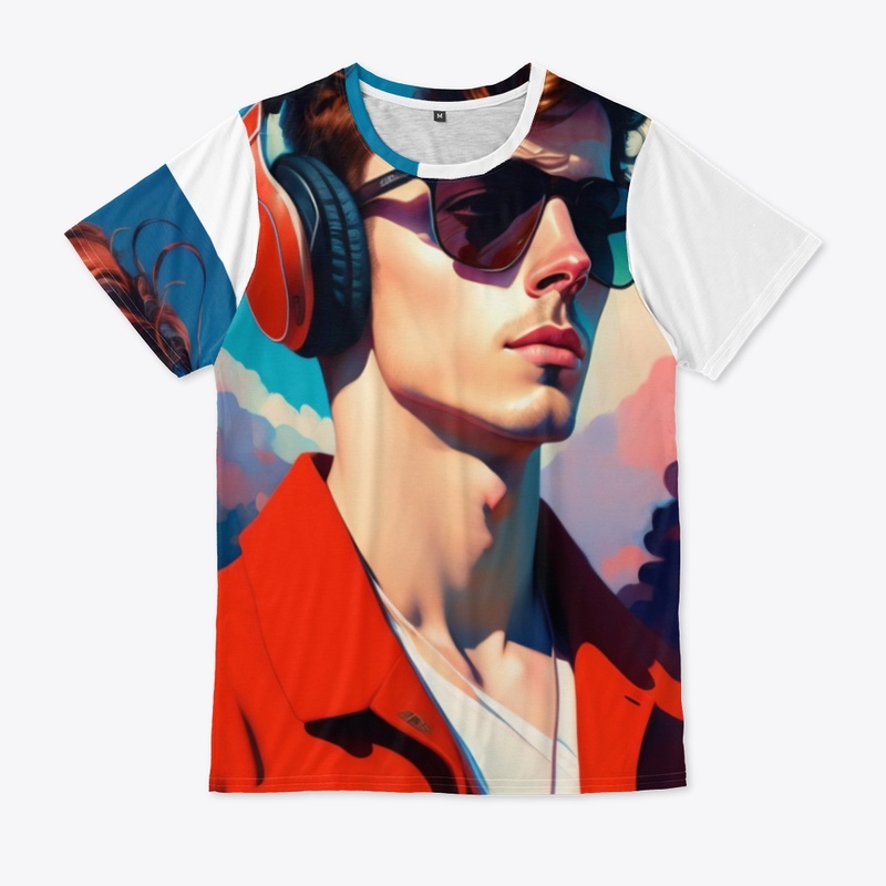 A men listening to music headphones sun 