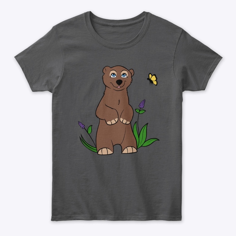 Bear cub and butterfly