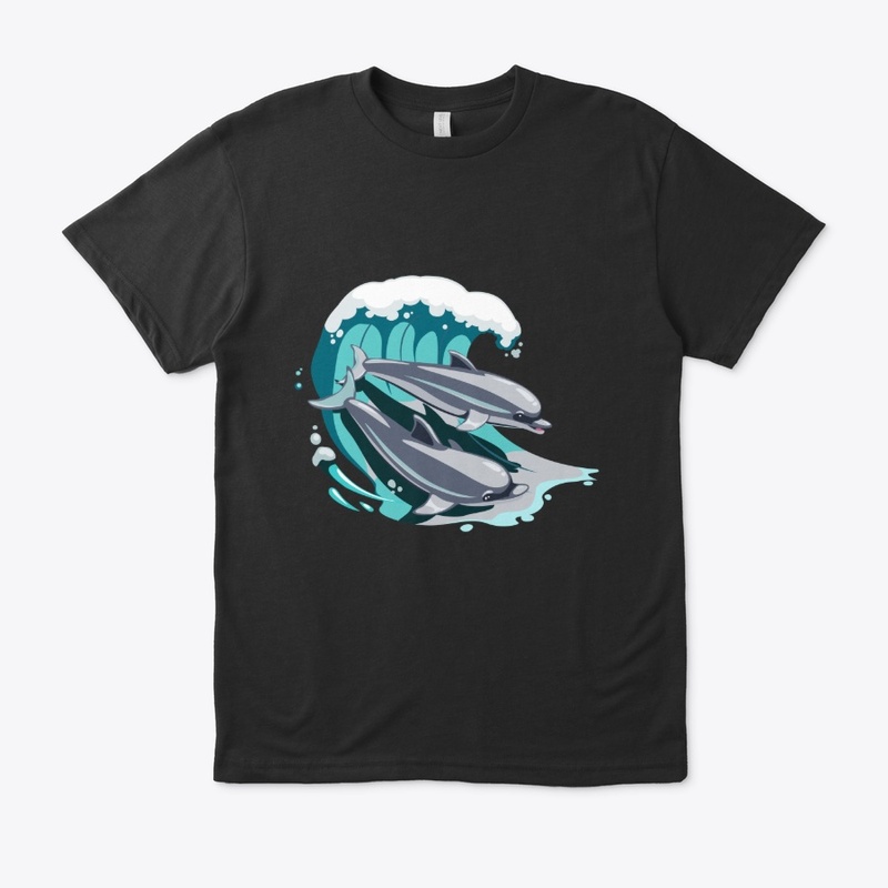 Dolphins in wave
