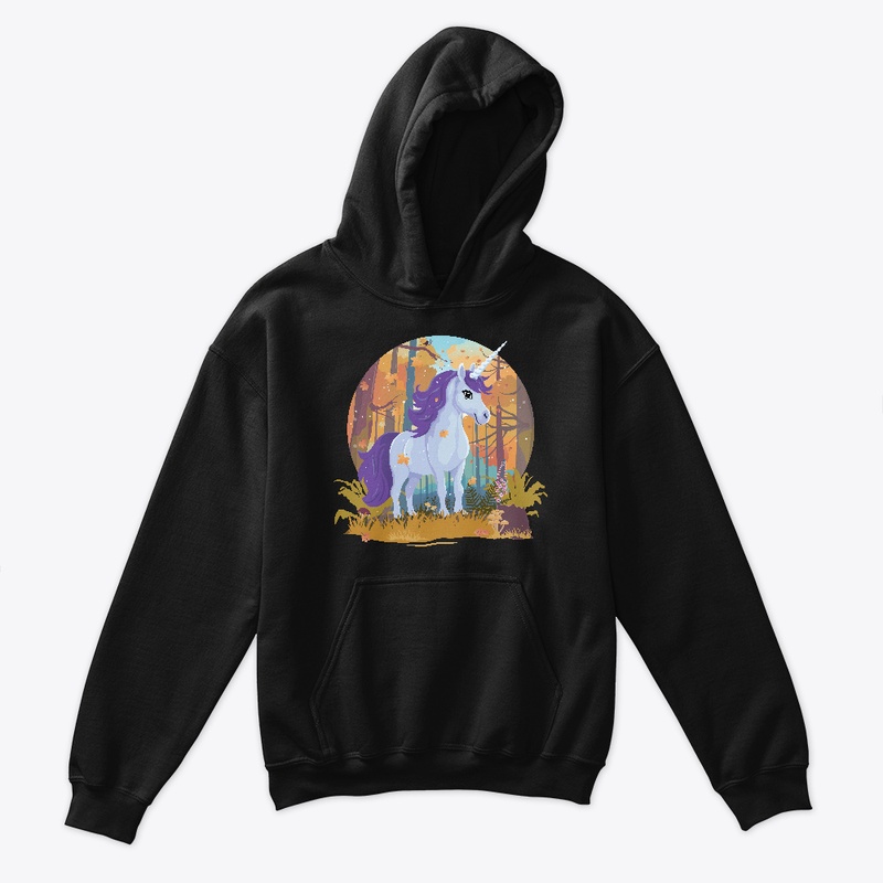 cute unicorn in a fall landscape