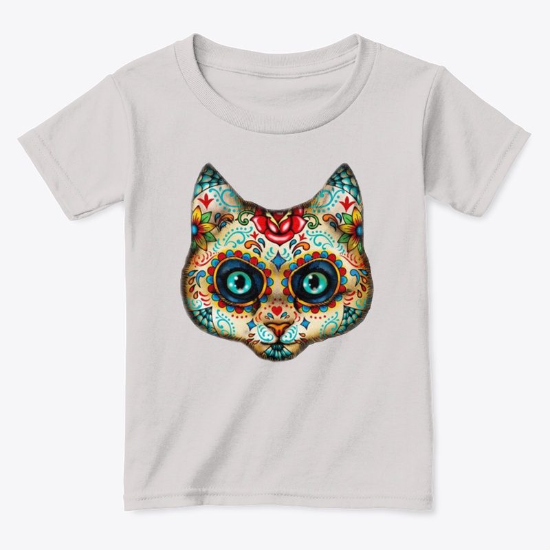 DAY OF DEAD CAT T SHIRTS CAT SKULL SUGAR