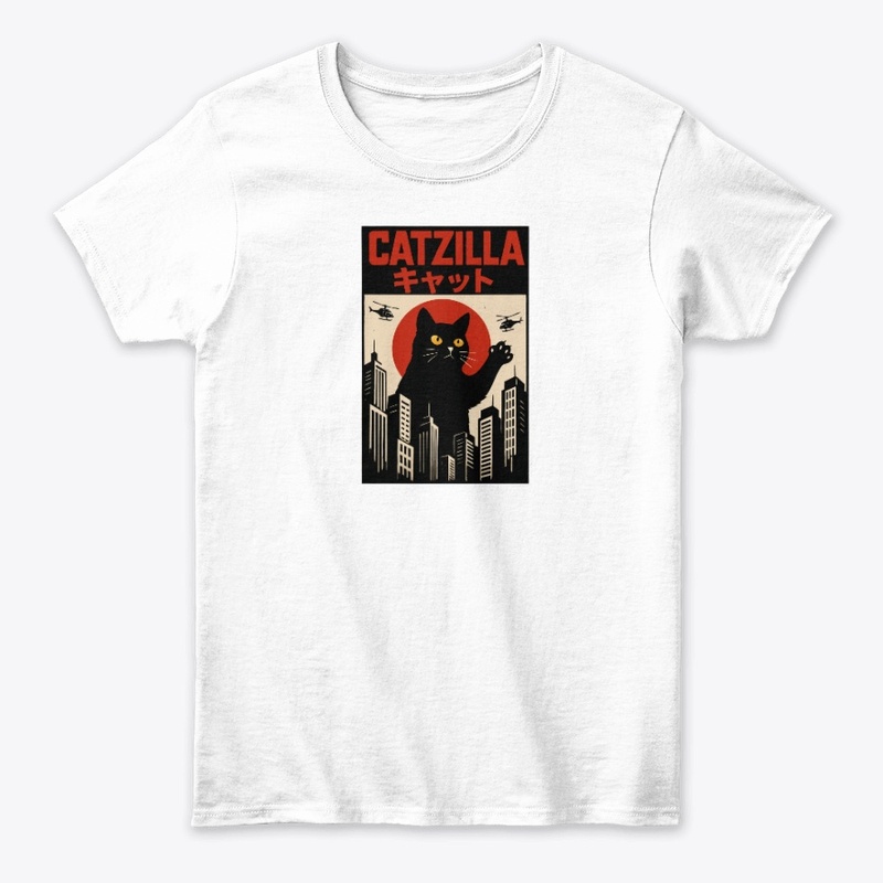 Catzilla Funny Giant Black Cat Japanese