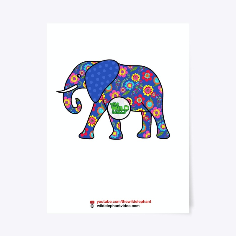 Blue Floral Colorful Elephant Products
