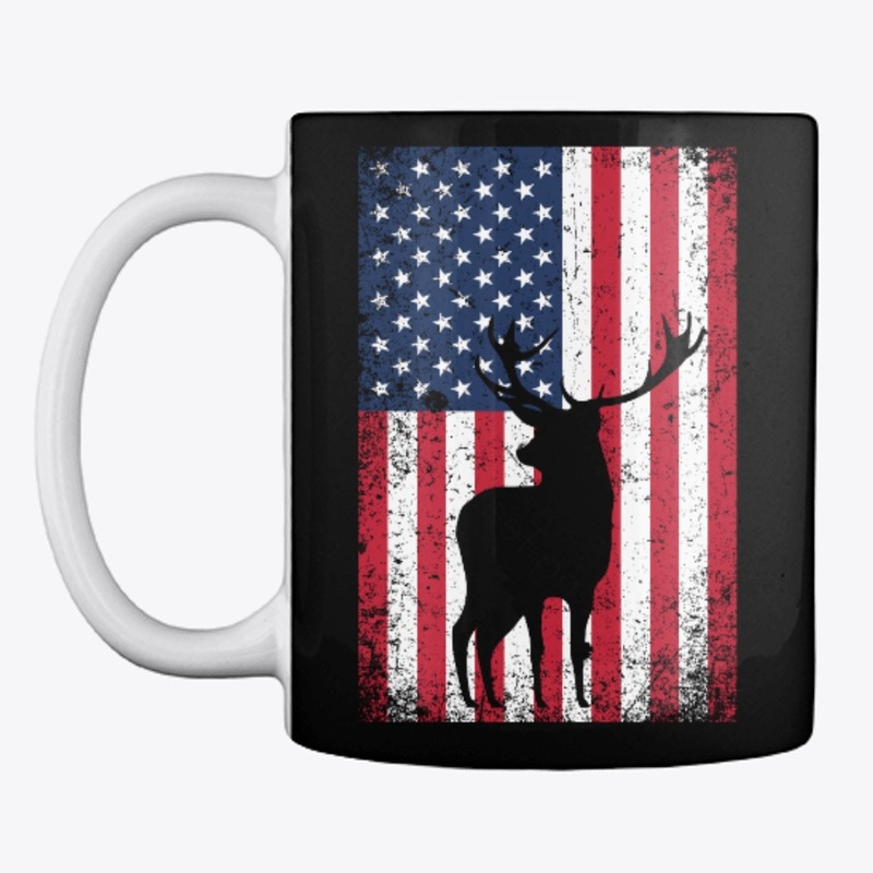 Elk Patriotic American Flag 4th of  July