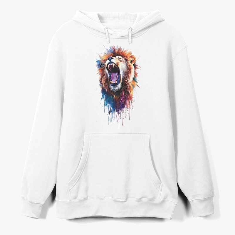 Roaring Lion in Neon Graffiti