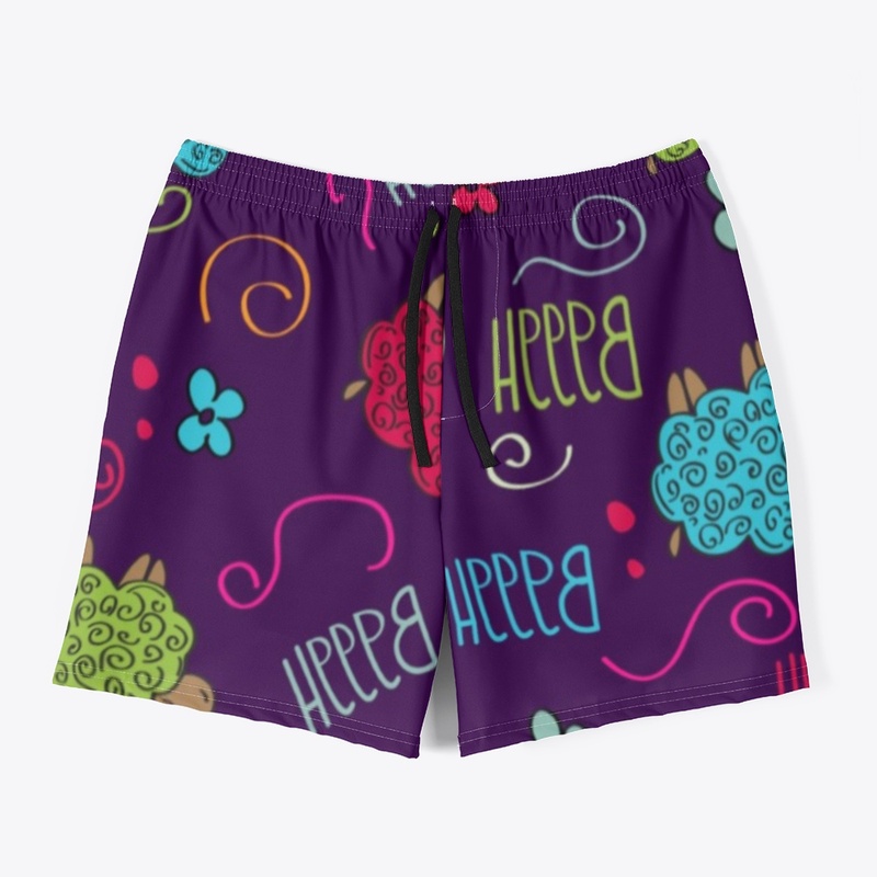Sheep All-Over Print Men's Swim Trunks