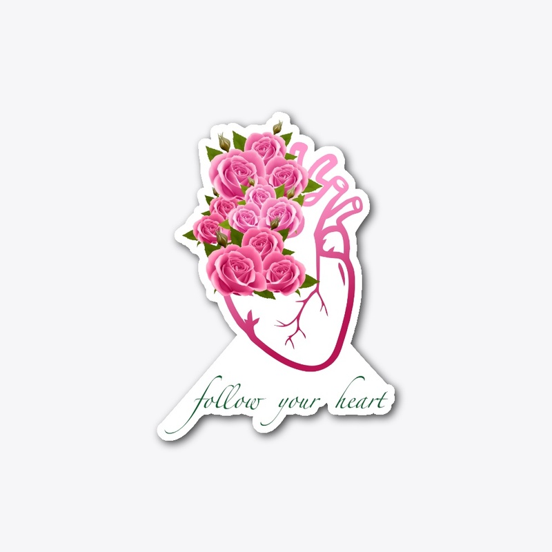 Follow Your Heart Art with Pink Roses