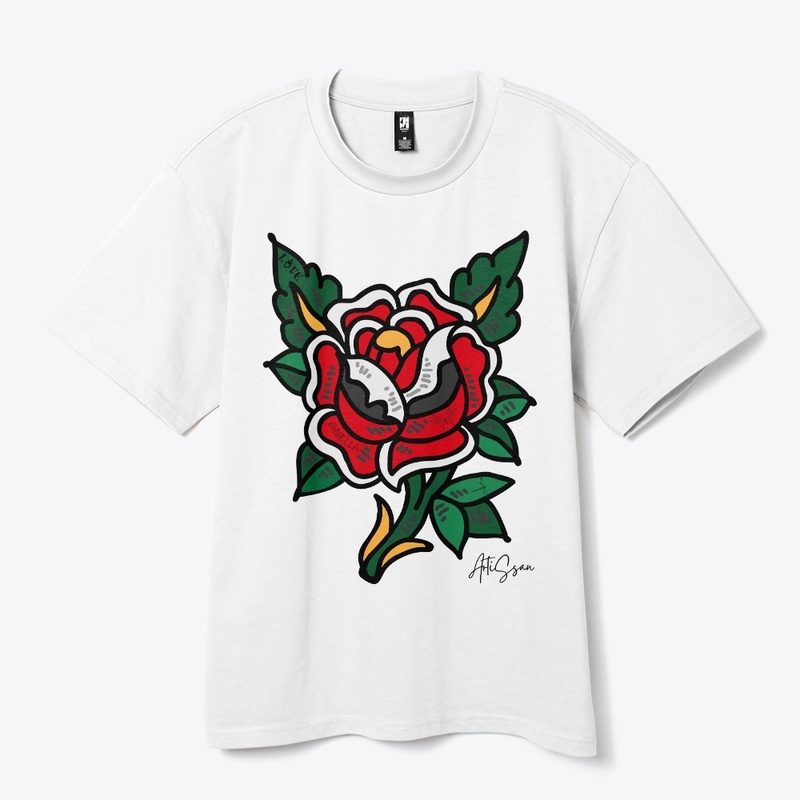 cool words on rose flower tshirt design