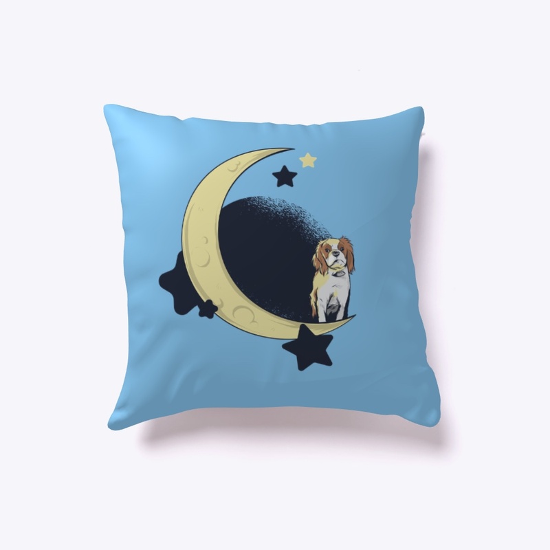 Dog on the moon pillow
