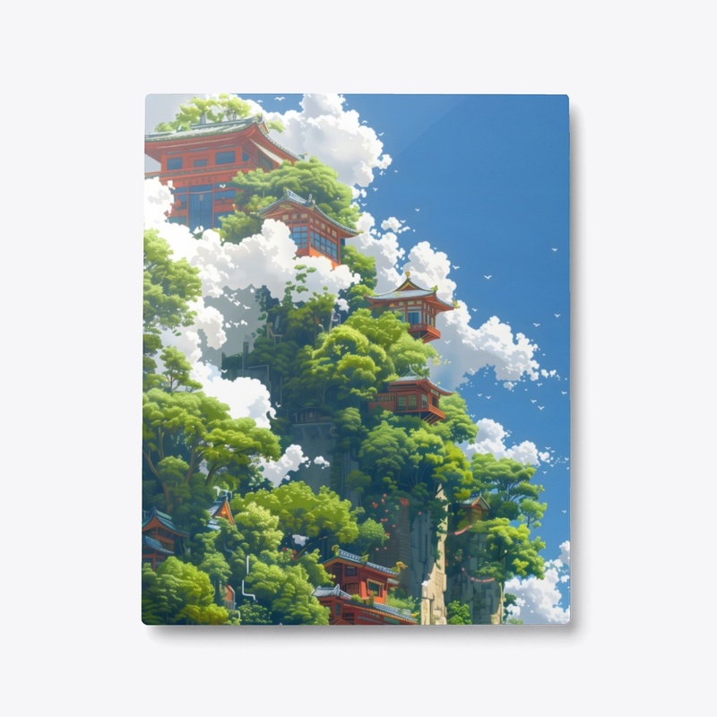 Metal Print Cliffside Temples