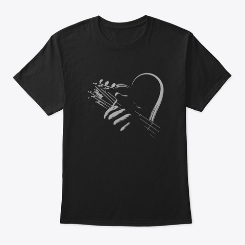 Acoustic Guitar Heart Gift For Men Women Black T-Shirt Front