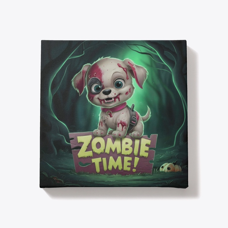 Zombie Time Puppy Canvas