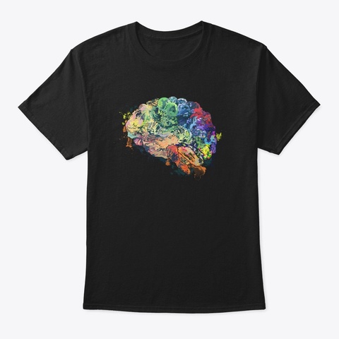 Colorful Brain Black áo T-Shirt Front