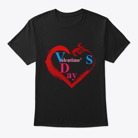Valentime's Day Black áo T-Shirt Front