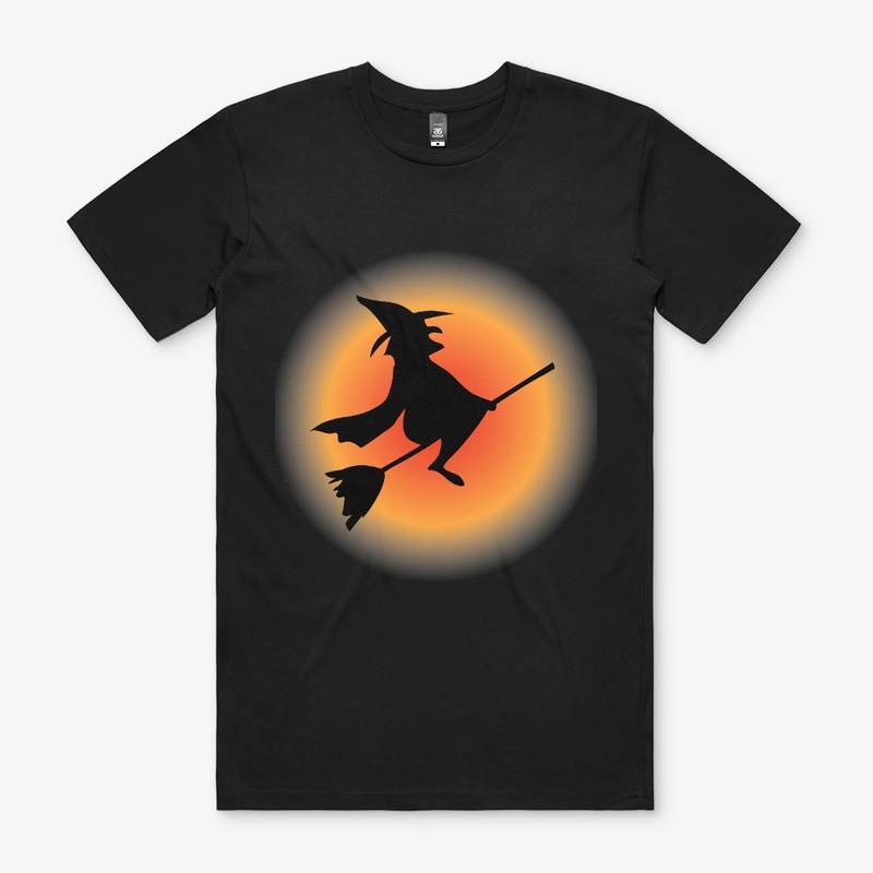 Halloween flying Witch with her broom.
