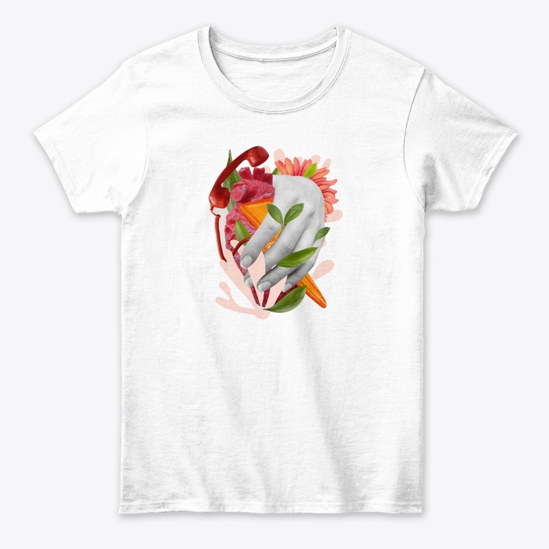 portrait woman with tulips t-shirt