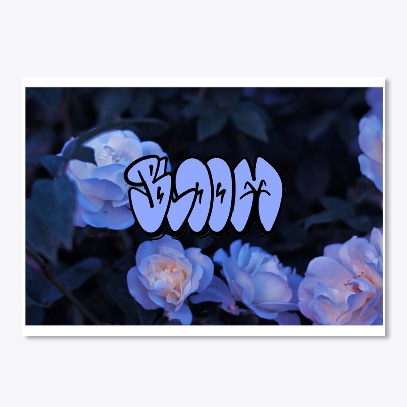 Blue Flower Bloom Logo Sticker