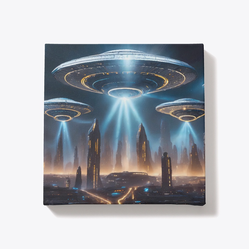 UFO's above a landscape