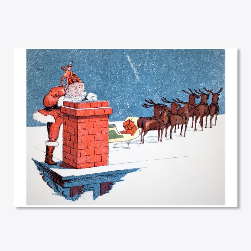 Vintage Santa and 8 reindeer