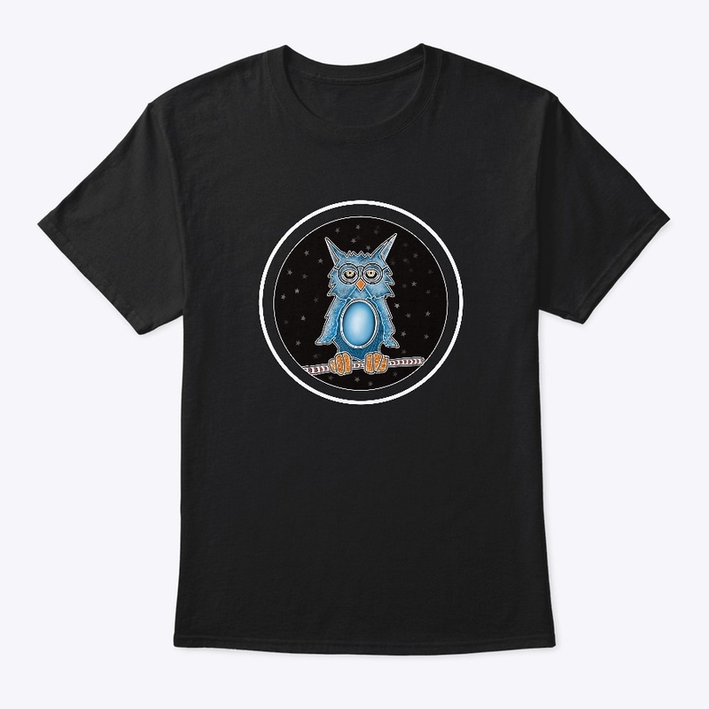 A blue owl with glasses...