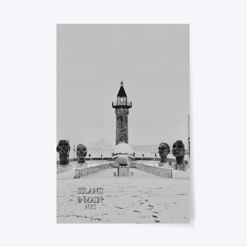 Snowy Lighthouse • Black and White