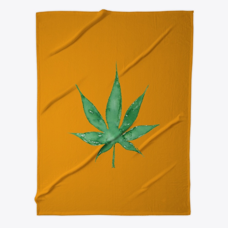 Cannabis leaf in light green watercolor