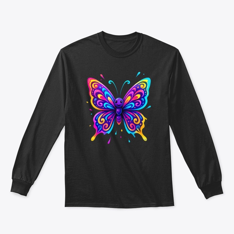 Colorful Neon Butterfly Art Tee