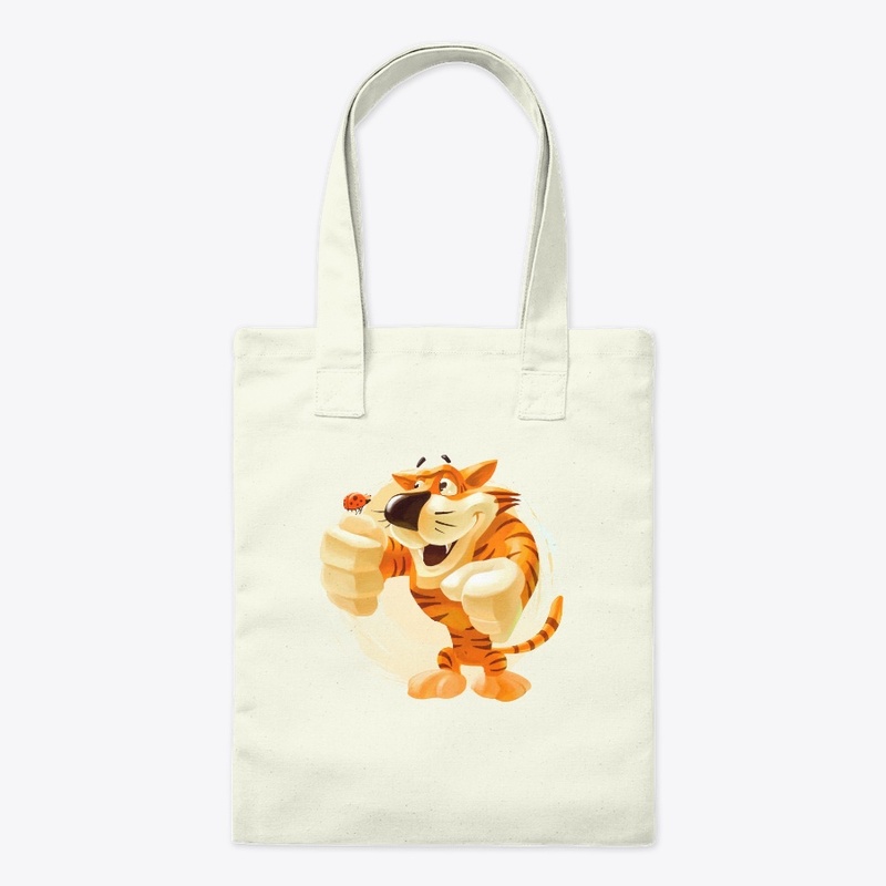 Cute tiger and little ladybug