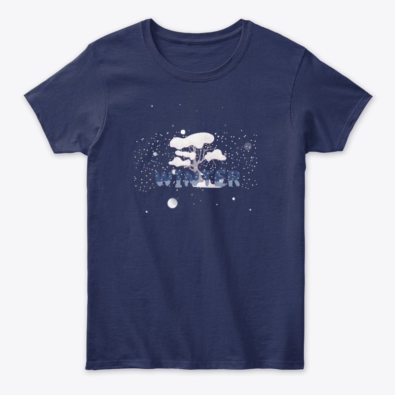 Cozy Snowy Winter Tree Illustration
