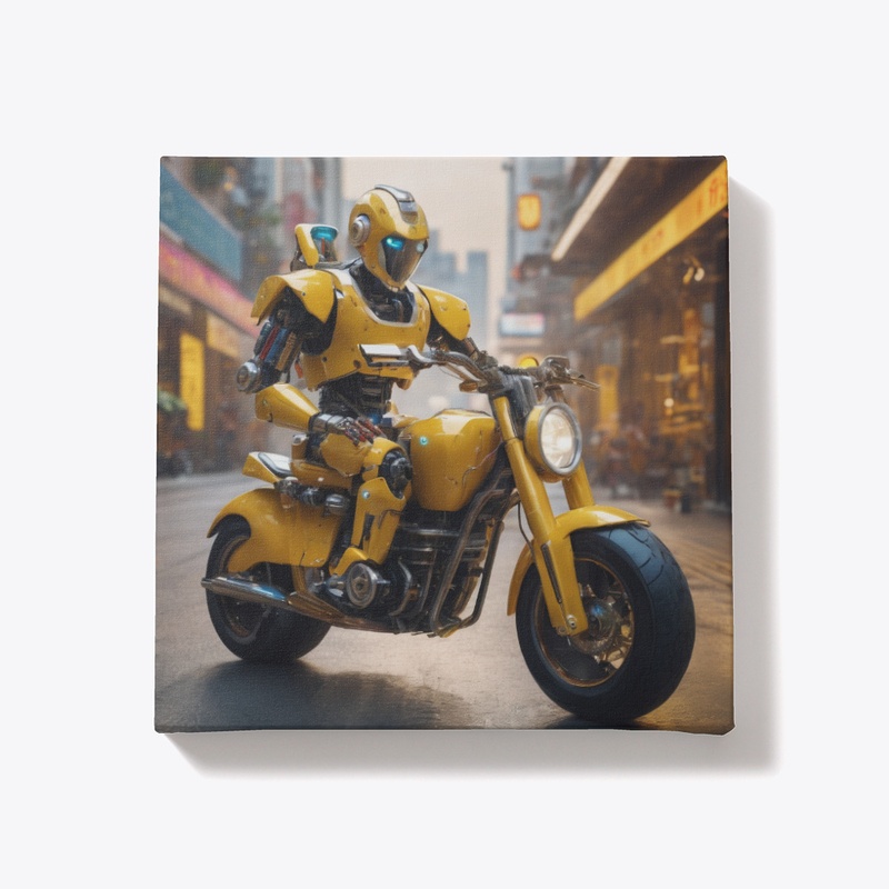 A robot on a motorbike