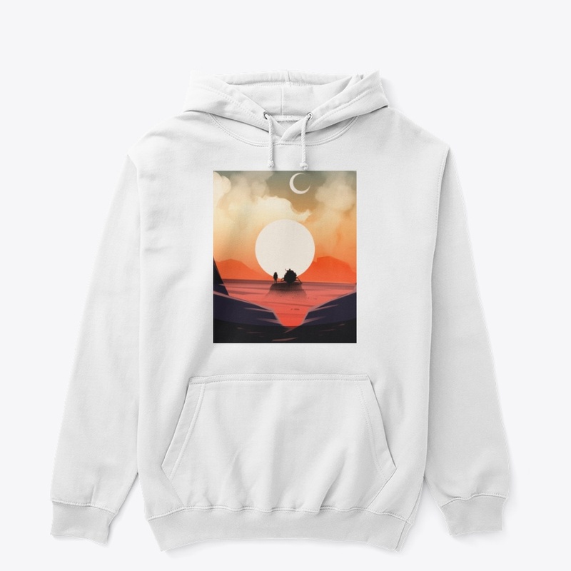 ocean view sunset and moon