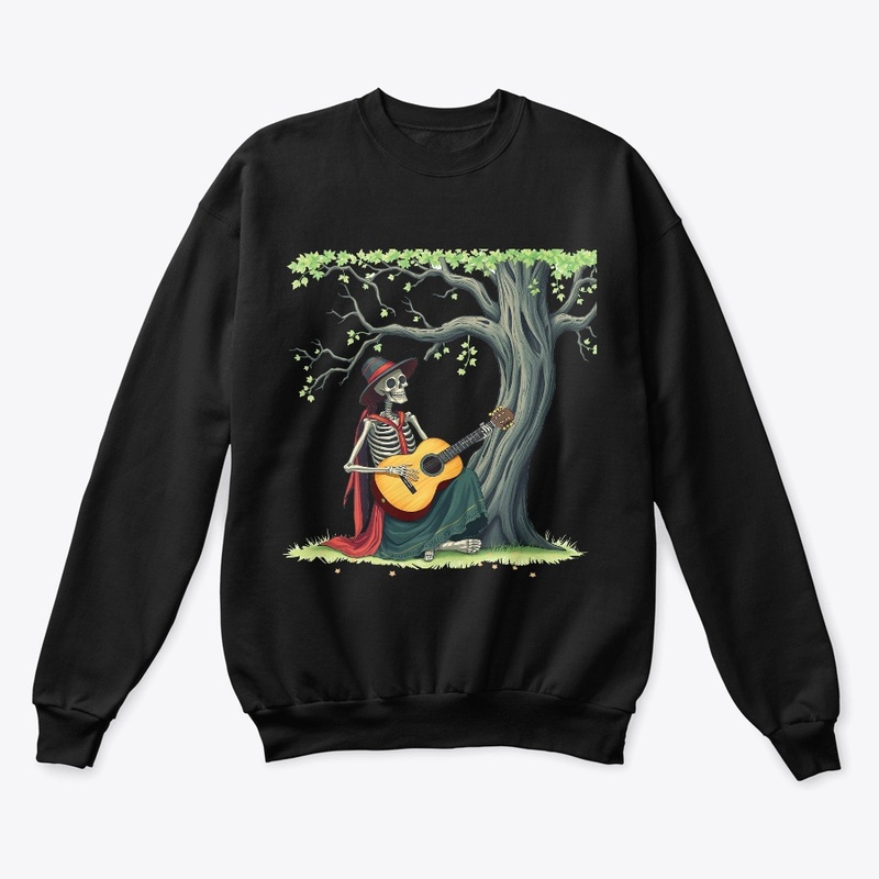 Skeleton with Guitar Under old Tree