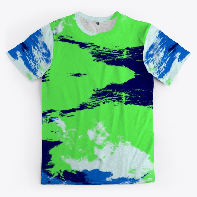 Abstract Green Blue Ink Blot Rorschach