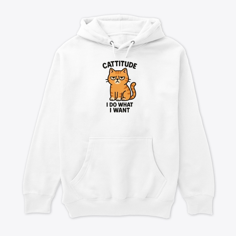 Cat Cartoon with Funny Cattitude Quote
