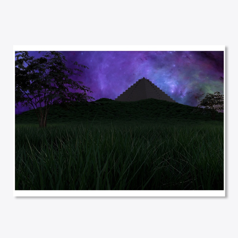 pyramid landscape and cosmos background