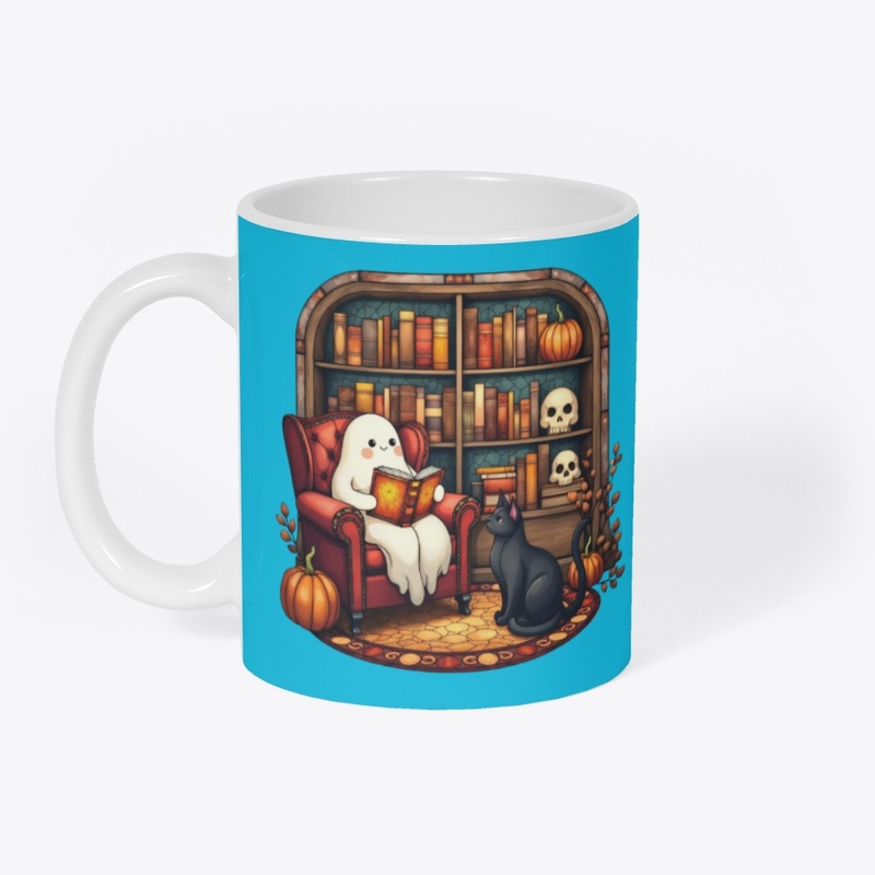 Cozy Ghost & Cat Halloween Mug
