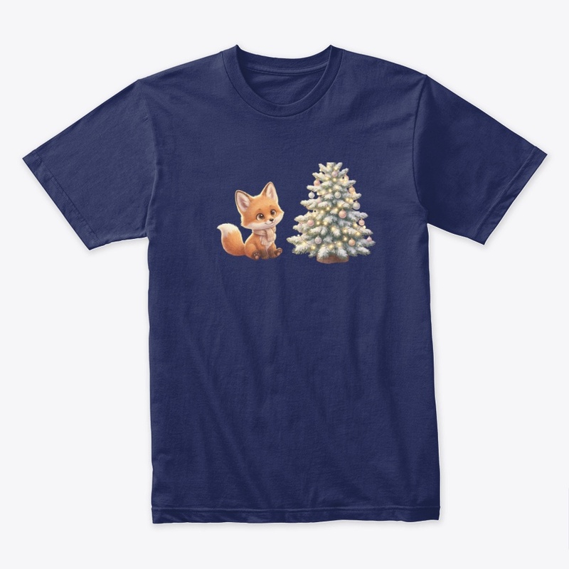 Cute Fox & Christmas Tree Holiday Tee