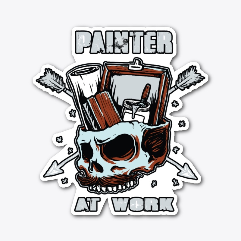 PAINTER AT WORK SKULL ART
