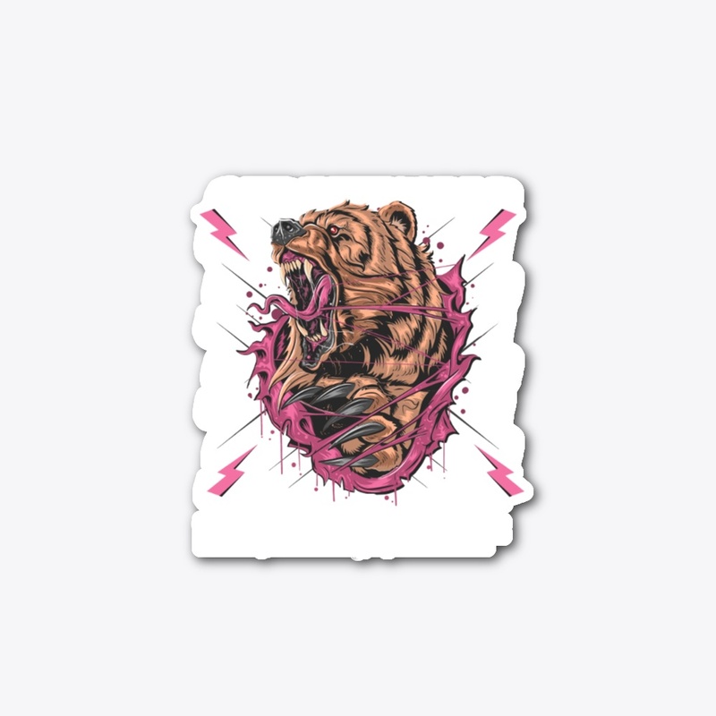 Brown and Pink Modern Angry Bear t-shirt