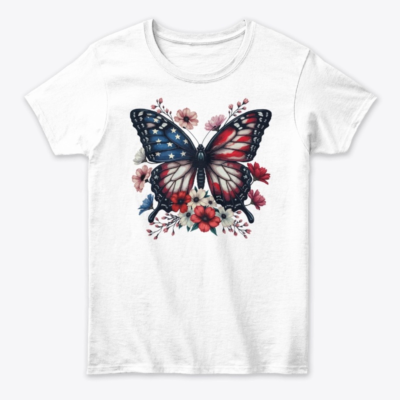Patriotic Butterfly 4th of July USA Flag