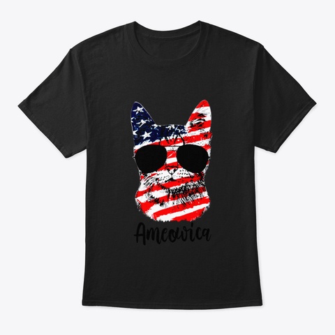Cat Ameowica July Of 4 Th Black T-Shirt Front