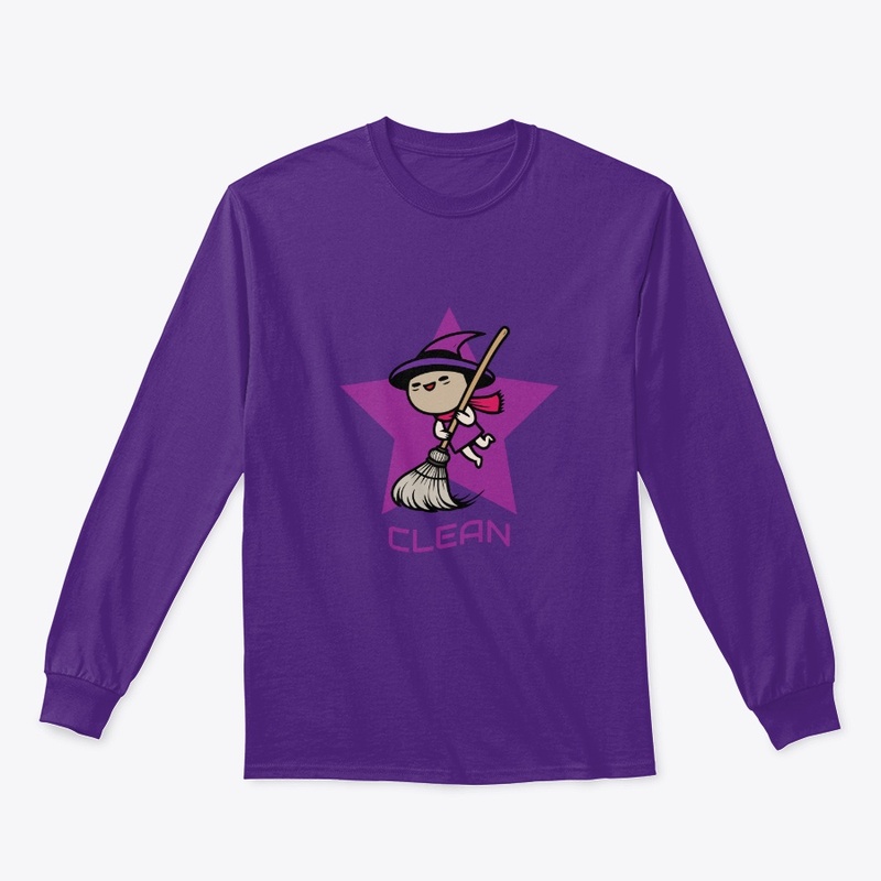 cute witch riding broomstick
