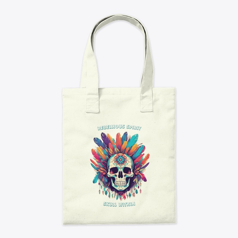 Colorful Skull with Feathers