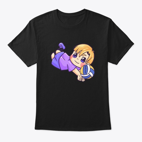 Volleyball Boy Training Sports Gift Black T-Shirt Front