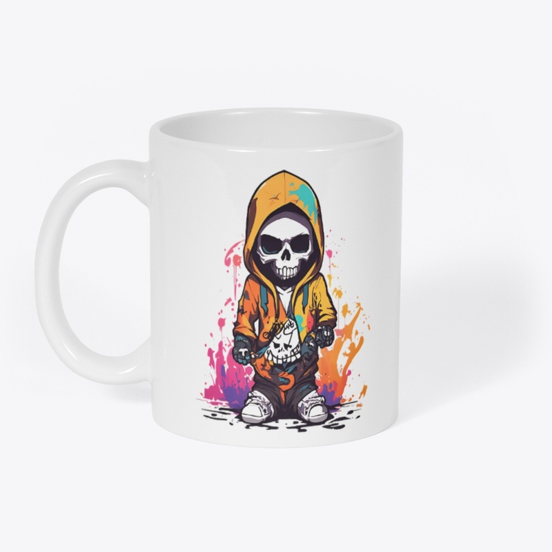 skull wearing a hood